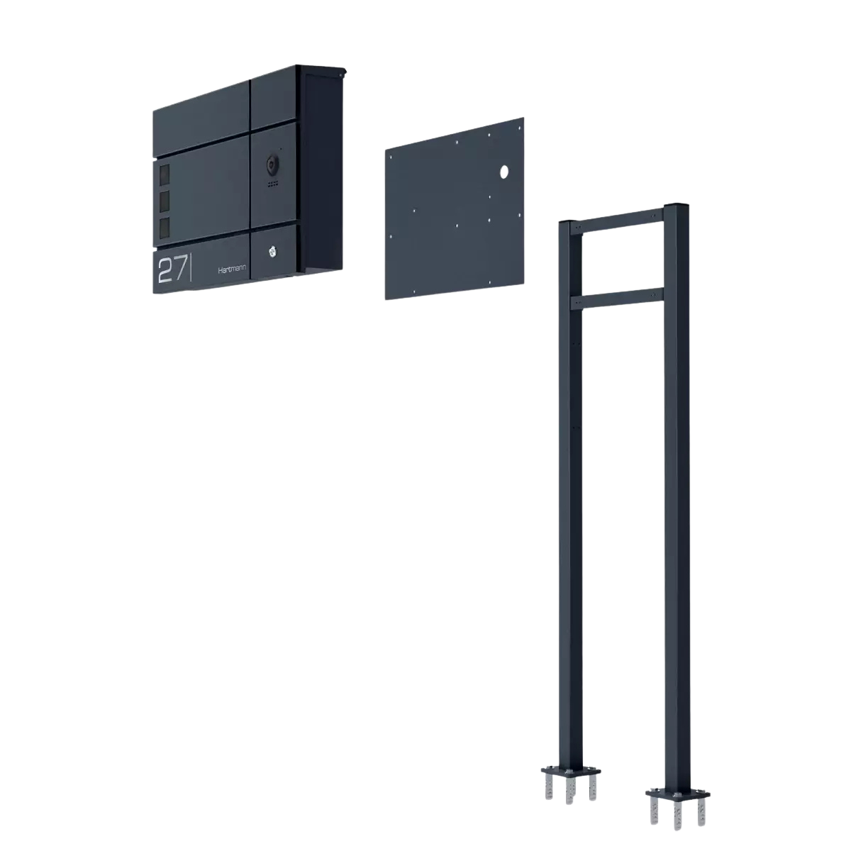 Metzler Adapterplatte RAL7016 Anthrazitgrau für VDM10 Videosprechanlage mit Briefkastenstandfuß