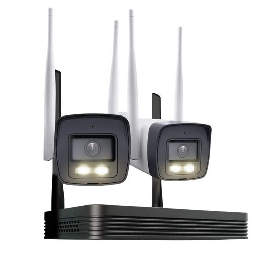 HiLook EasyLink WLAN Kit | 2x 4 MP Bullet Überwachungskameras | WiFi NVS | Komplettset | Menschen- & Fahrzeugerkennung | Farbnachtsicht | 2-Wege-Audio | 24/7 Aufzeichnung | IKS-2044BH-PH/W