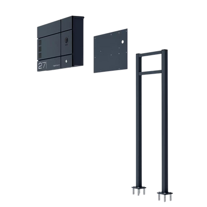 Metzler Adapterplatte RAL7016 Anthrazitgrau für VDM10 Videosprechanlage mit Briefkastenstandfuß