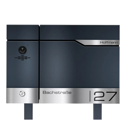 Metzler Standbriefkasten rostfrei und massiv, RAL7016 Anthrazitgrau mit Videosprechanlage VDM10 2.0, Modell Siebert