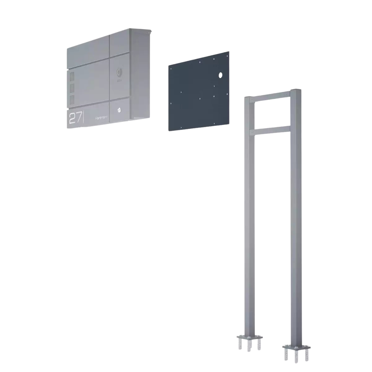 Metzler Adapterplatte RAL7016 Anthrazitgrau für VDM10 Videosprechanlage mit Briefkastenstandfuß