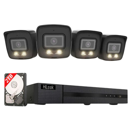 HiLook by HIKVISION 6 MP Überwachungskamera-Set | 4* 6 MP Bullet Kamera | Smart Hybrid Light | NVR 8-CH | 2 TB HDD | Smartphone App