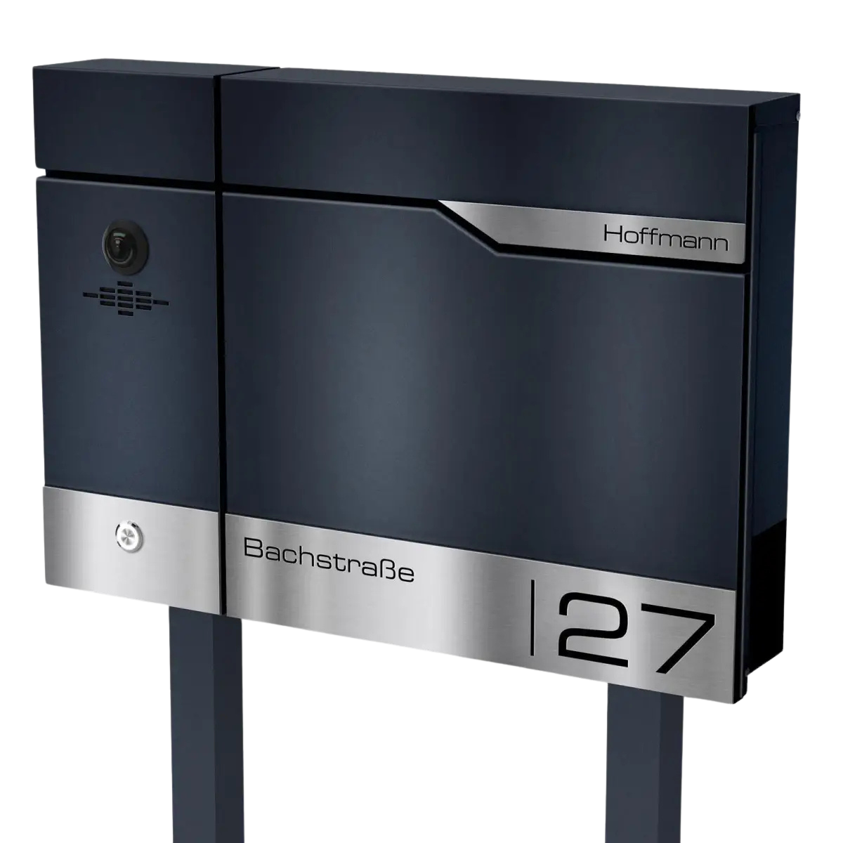 Metzler Standbriefkasten rostfrei und massiv, RAL7016 Anthrazitgrau mit Videosprechanlage VDM10 2.0, Modell Siebert