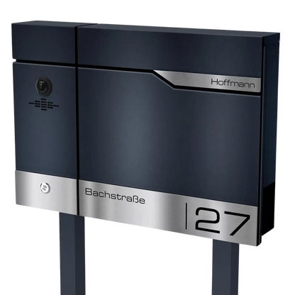 Metzler Standbriefkasten rostfrei und massiv, RAL7016 Anthrazitgrau mit Videosprechanlage VDM10 2.0, Modell Siebert