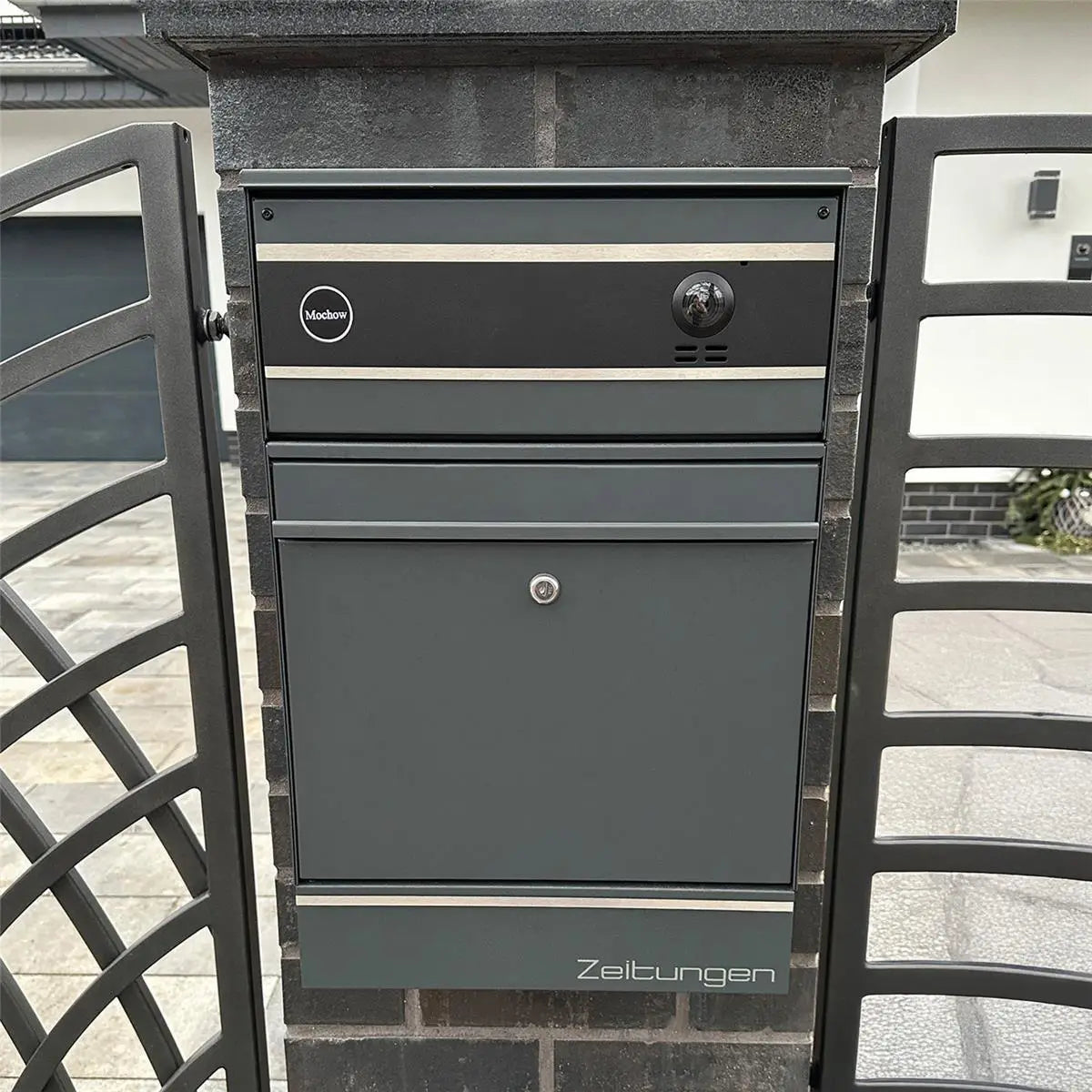 Metzler Briefkasten mit VDM10 2.0 Video-Türsprechanlage | 1 Klingel | RAL7016 Anthrazit