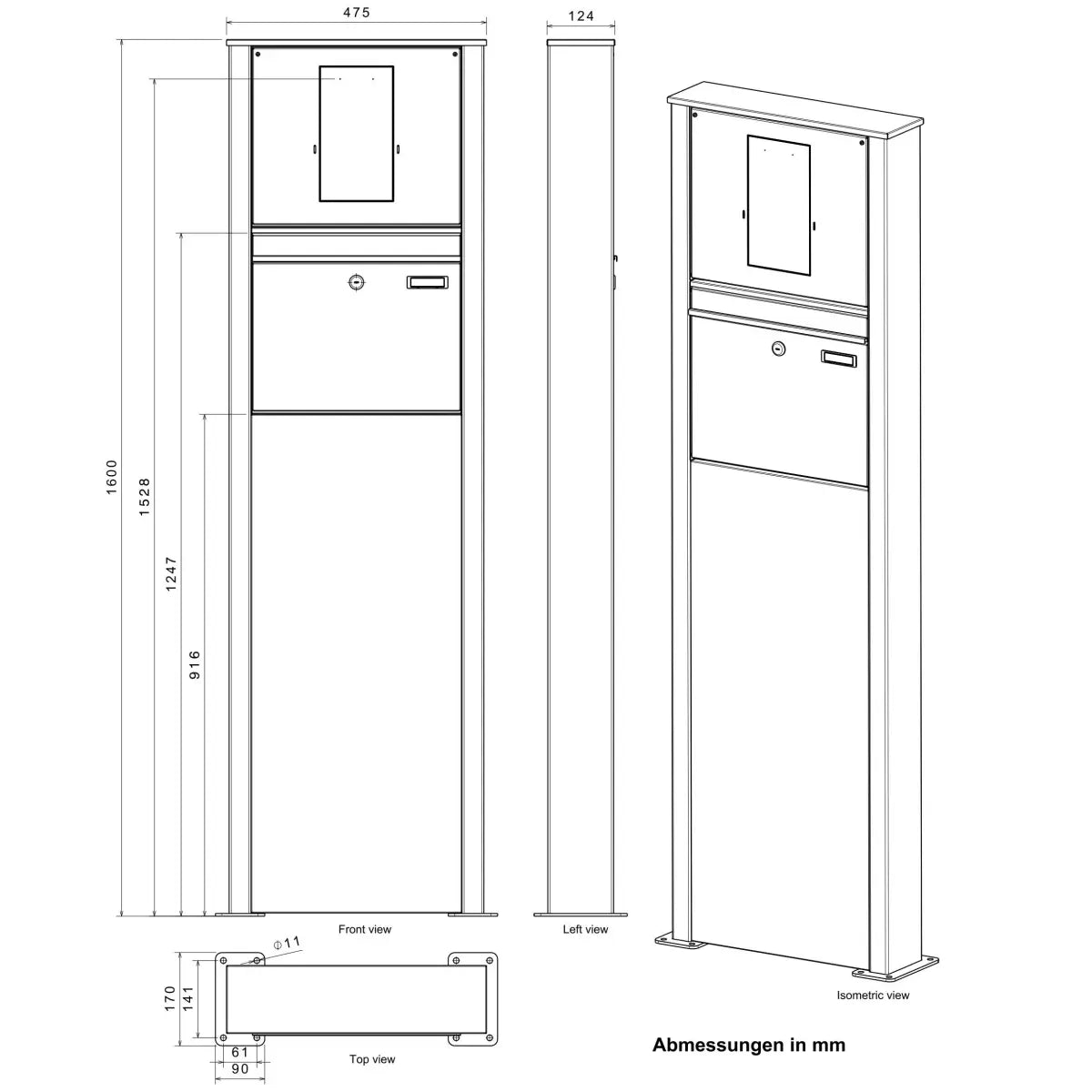 Metzler Standbriefkasten mit Video-Türsprechanlage für Einfamilienhaus SDM10 | Touch-Display | Anthrazit RAL7016