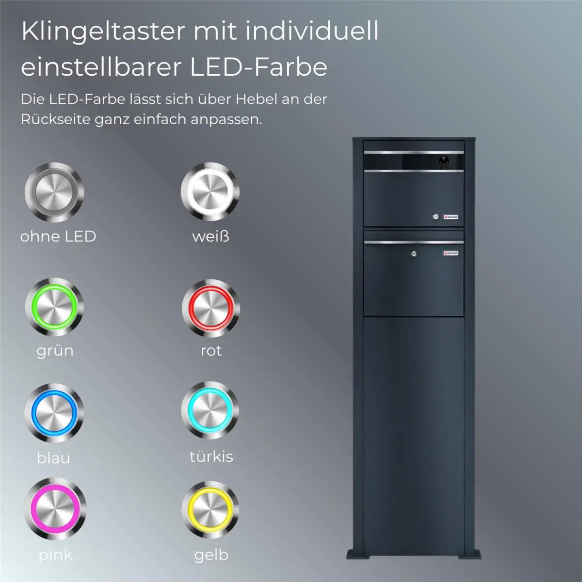 Metzler Standbriefkasten mit Video-Türsprechanlage für Einfamilienhaus VDM10 | Anthrazit RAL7016