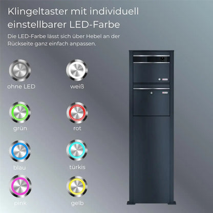 Metzler Standbriefkasten mit Video-Türsprechanlage für Einfamilienhaus VDM10 | Anthrazit RAL7016