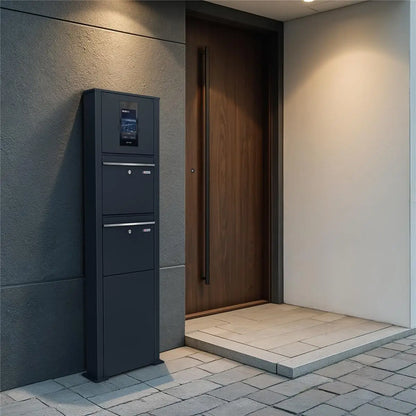 Metzler Standbriefkasten mit Video-Türsprechanlage für Zweifamilienhaus SDM10 | Touch-Display | Anthrazit RAL7016