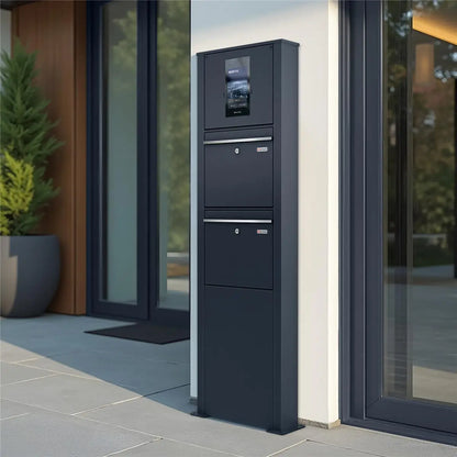 Metzler Standbriefkasten mit Video-Türsprechanlage für Zweifamilienhaus SDM10 | Touch-Display | Anthrazit RAL7016