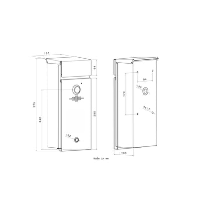 Metzler Standbriefkasten rostfrei und massiv, RAL7016 Anthrazitgrau mit Videosprechanlage VDM10 2.0, Modell Siebert