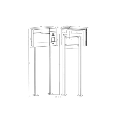 Metzler Standbriefkasten rostfrei und massiv, RAL7016 Anthrazitgrau mit Videosprechanlage VDM10 2.0, Modell Siebert